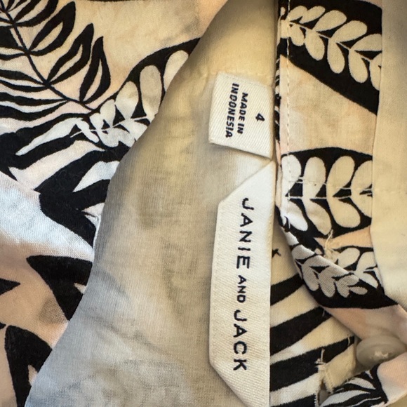 Janie and Jack Black and Cream Leaf Print Blouse - Picture 2 of 5